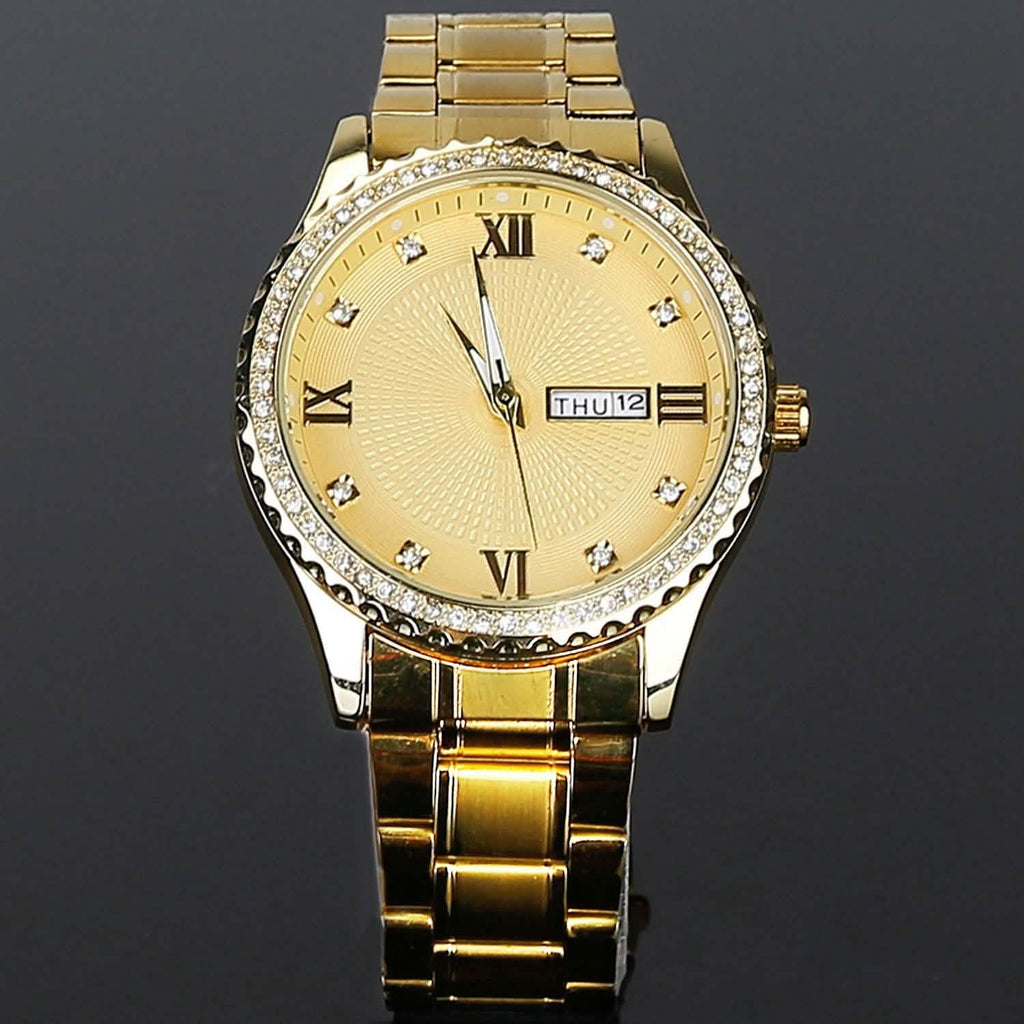 Quartz Watch Luxury Crystal Rhinestone Gold Steel