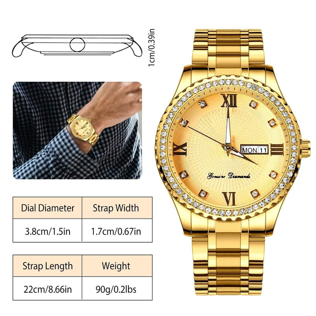 Quartz Watch Luxury Crystal Rhinestone Gold Steel