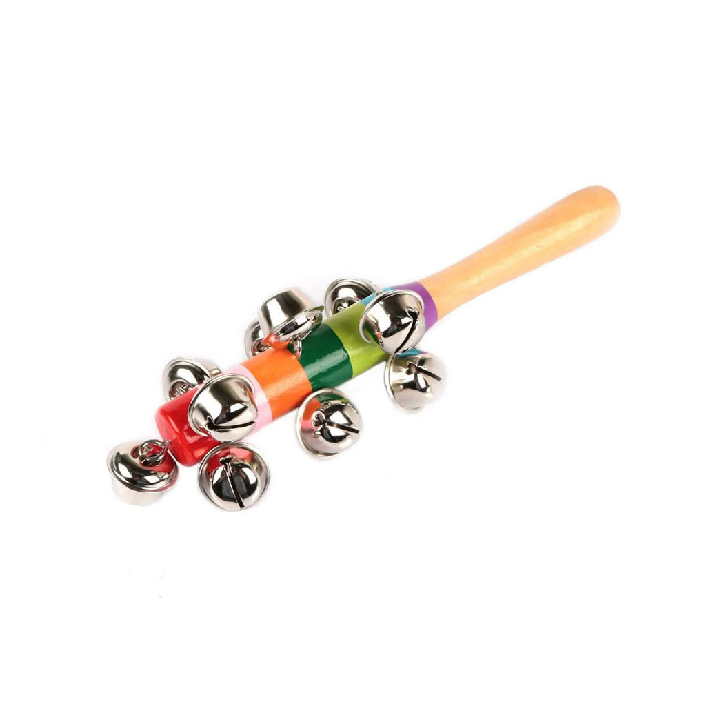 Rainbow Color Wooden Handbell Pram Rattle