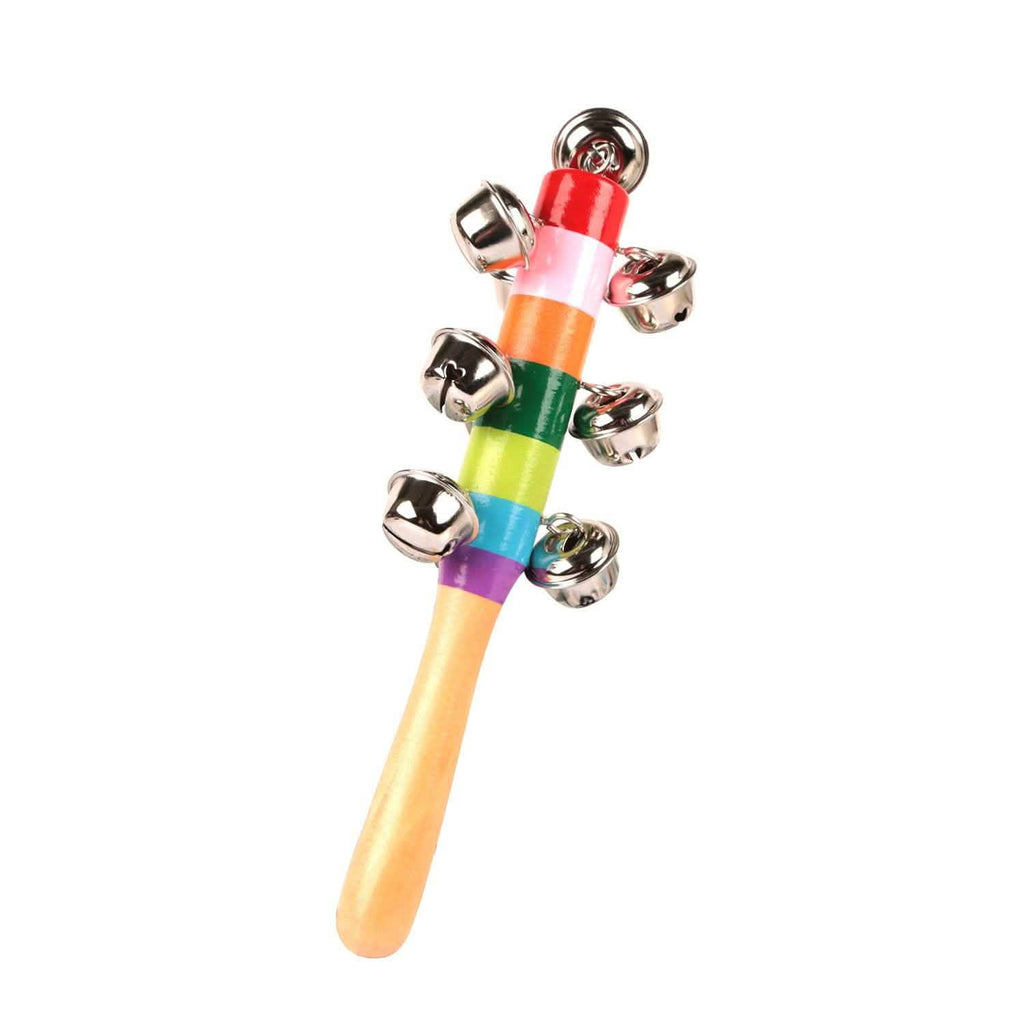 Rainbow Color Wooden Handbell Pram Rattle