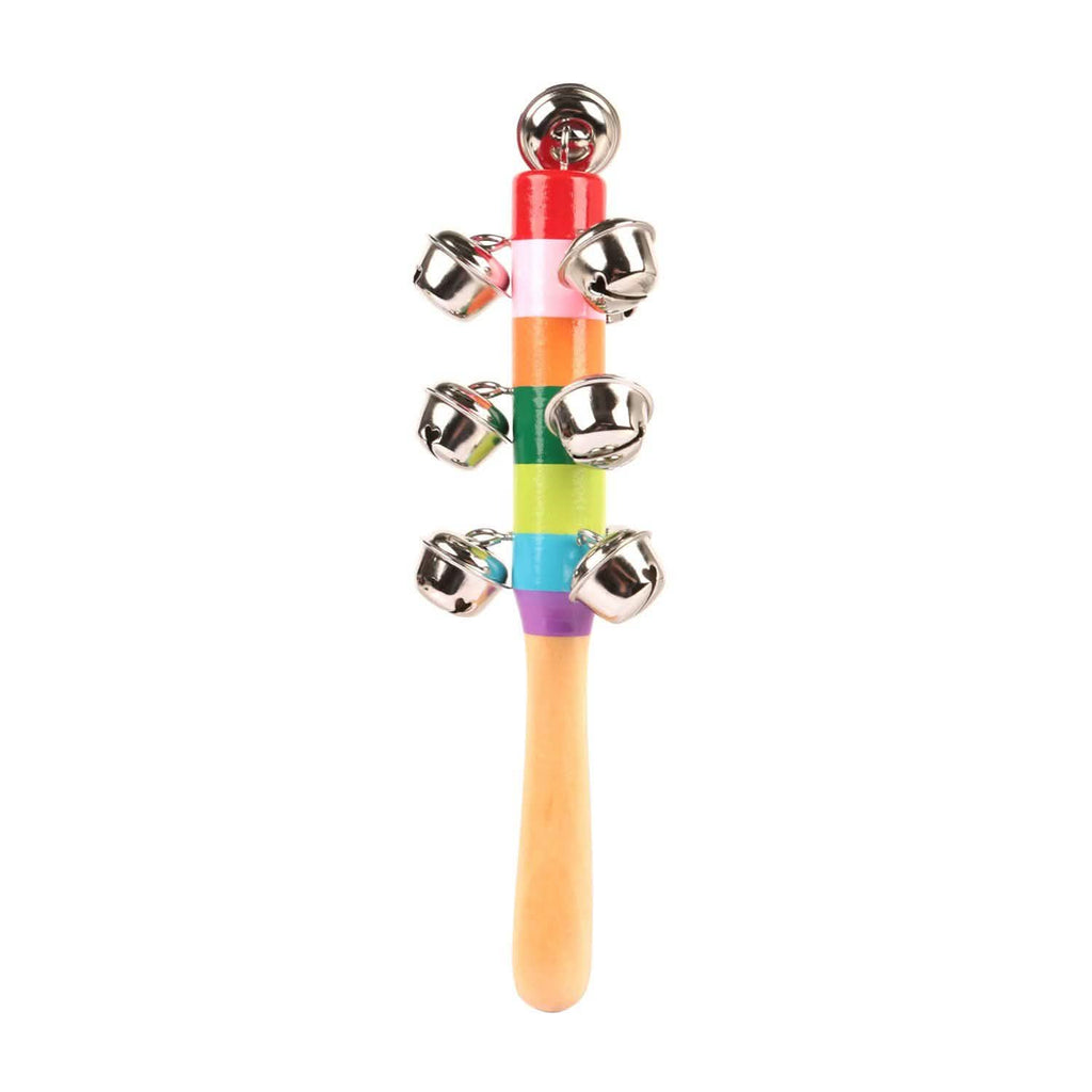 Rainbow Color Wooden Handbell Pram Rattle