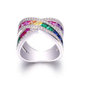 Rainbow Crystal X Ring with Swarovski Elements - Assorted Sizes