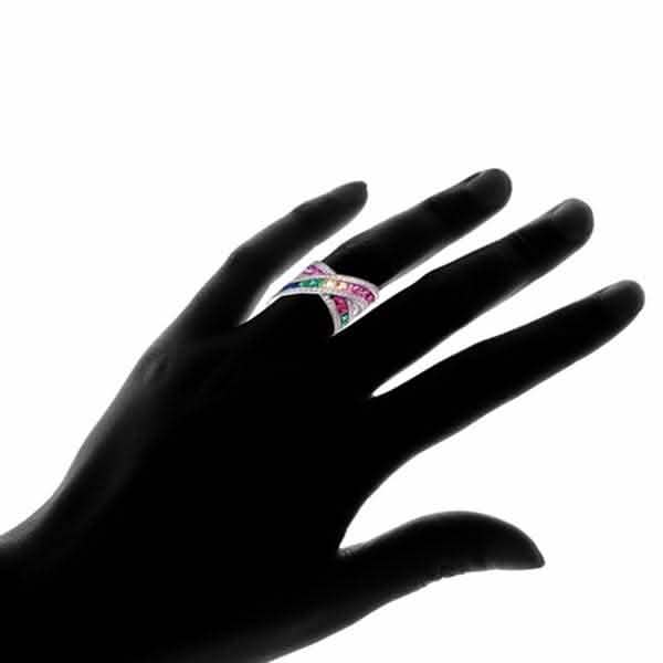 Rainbow Crystal X Ring with Swarovski Elements - Assorted Sizes