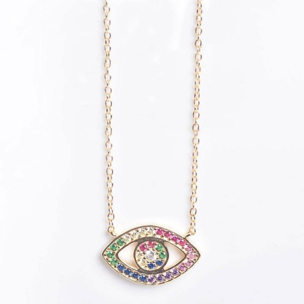 Rainbow CZ Eye Necklace