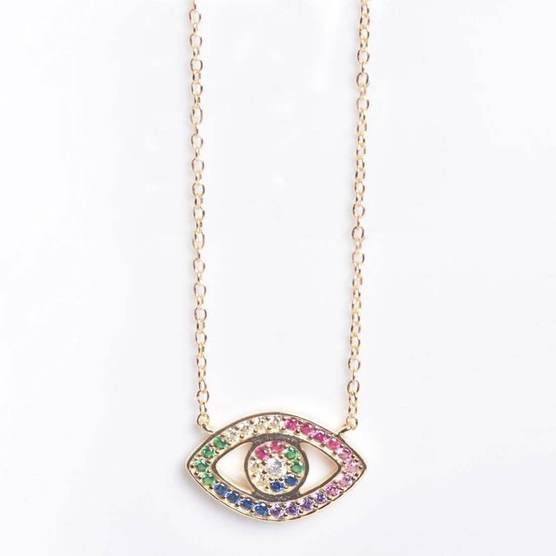 Rainbow CZ Eye Necklace