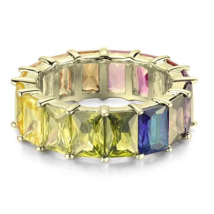 Rainbow Emerald Eternity Band