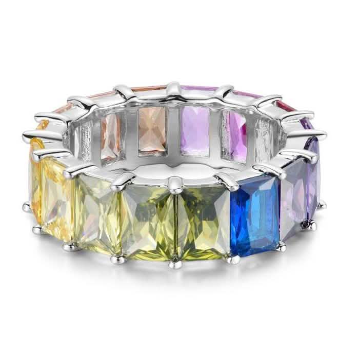 Rainbow Emerald Eternity Band