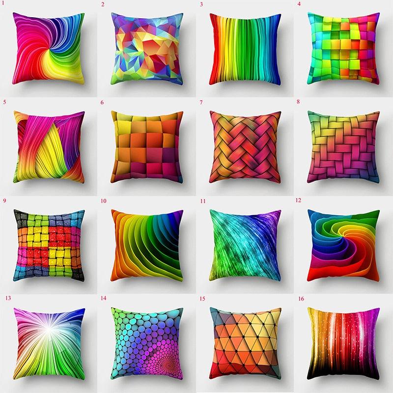 Rainbow Pillowcase Colorful Pillow Covers Cushion Cover Rainbow Throw Pillow Case Cushion Covers Abstract Swirl Rainbow Blue Green Red Bright Colors Wave Blend Throw Pillow Covers