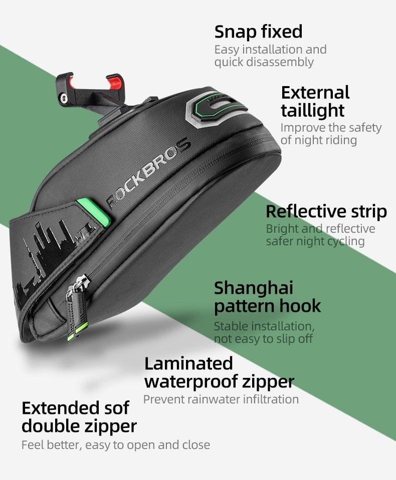 Rainproof Bicycle Bag Shock Proof Bike Bag For Reflective Large Capacity Seat Bike Bag Accessories Bag Seat Bag Bike Bag Under Seat Bicycle Bag Cycling Accessories Storage Pouch Bike For Mountain Road Bike