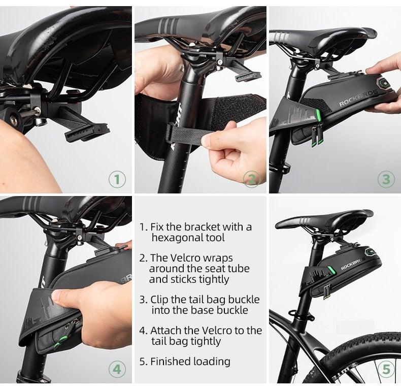 Rainproof Bicycle Bag Shock Proof Bike Bag For Reflective Large Capacity Seat Bike Bag Accessories Bag Seat Bag Bike Bag Under Seat Bicycle Bag Cycling Accessories Storage Pouch Bike For Mountain Road Bike