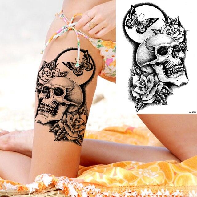 Realistic Lion Temporary Tattoo Black Warrior Sticker Waterproof Luxury Tattoo For Men Women