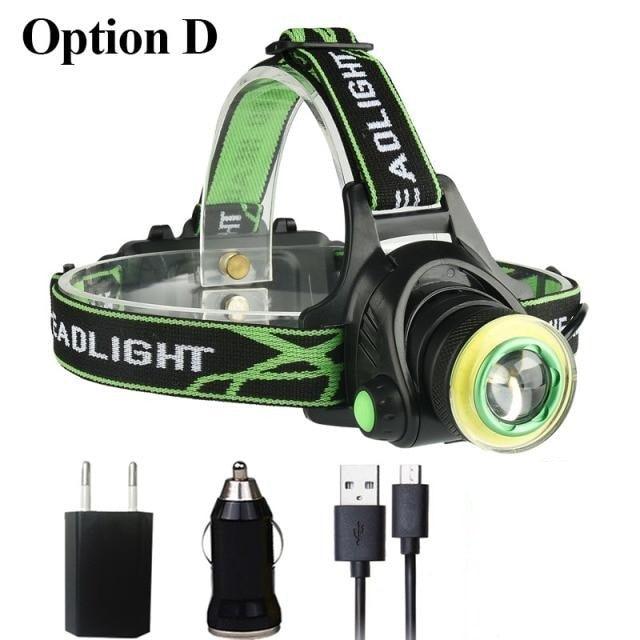 Rechargeable Adjustable 10000LM Led Headlamp Micro USB Charger Flashlight Head Lamp Portable Light Torch Flashlight For Night Work Camping Hiking  Walking