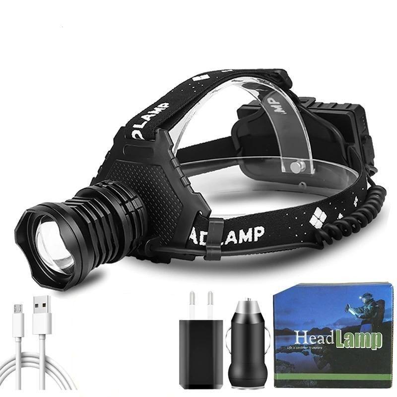 Rechargeable Adjustable Brightest Zoomable Powerful XHP160 LED Headlamp Waterproof Headlight  Power Bank 18650 Battery Headlamps For Hiking Camping Fishing Running