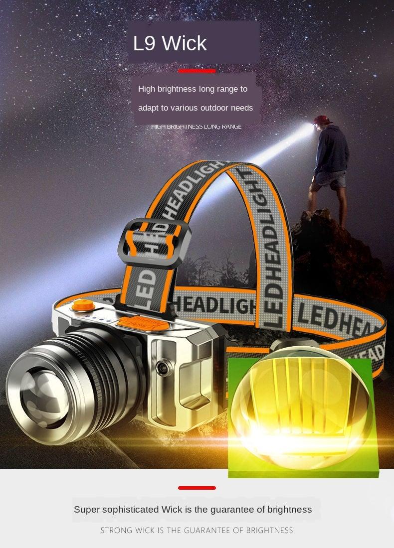 Rechargeable Adjustable LED Headlight Strong Light Zoomable Long-distance Waterproof Super Bright Head-mounted Led Headlamp For Hiking Night Fishing Outdoor Miner's Lamp