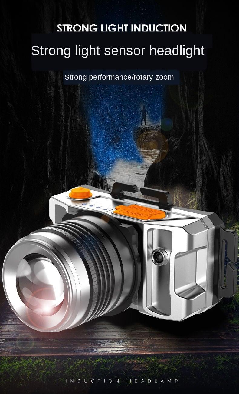 Rechargeable Adjustable LED Headlight Strong Light Zoomable Long-distance Waterproof Super Bright Head-mounted Led Headlamp For Hiking Night Fishing Outdoor Miner's Lamp