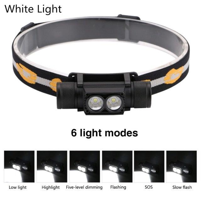 Rechargeable  Adjustable LED Power Headlamp USB Flashlight Waterproof  Headlight Torch  Light Work Lamp  For Outdoors Camping Running  Survival Hiking
