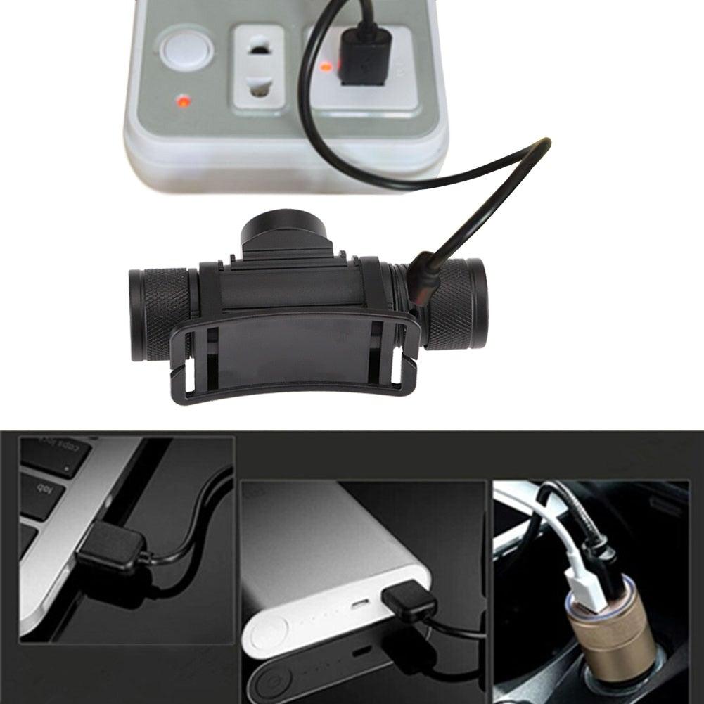 Rechargeable  Adjustable LED Power Headlamp USB Flashlight Waterproof  Headlight Torch  Light Work Lamp  For Outdoors Camping Running  Survival Hiking