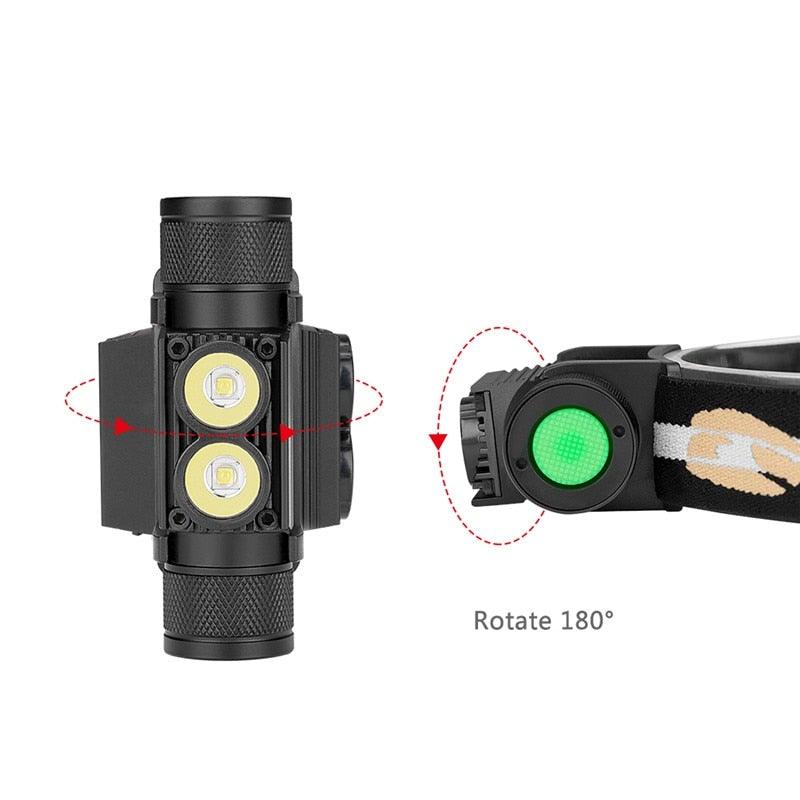 Rechargeable  Adjustable LED Power Headlamp USB Flashlight Waterproof  Headlight Torch  Light Work Lamp  For Outdoors Camping Running  Survival Hiking