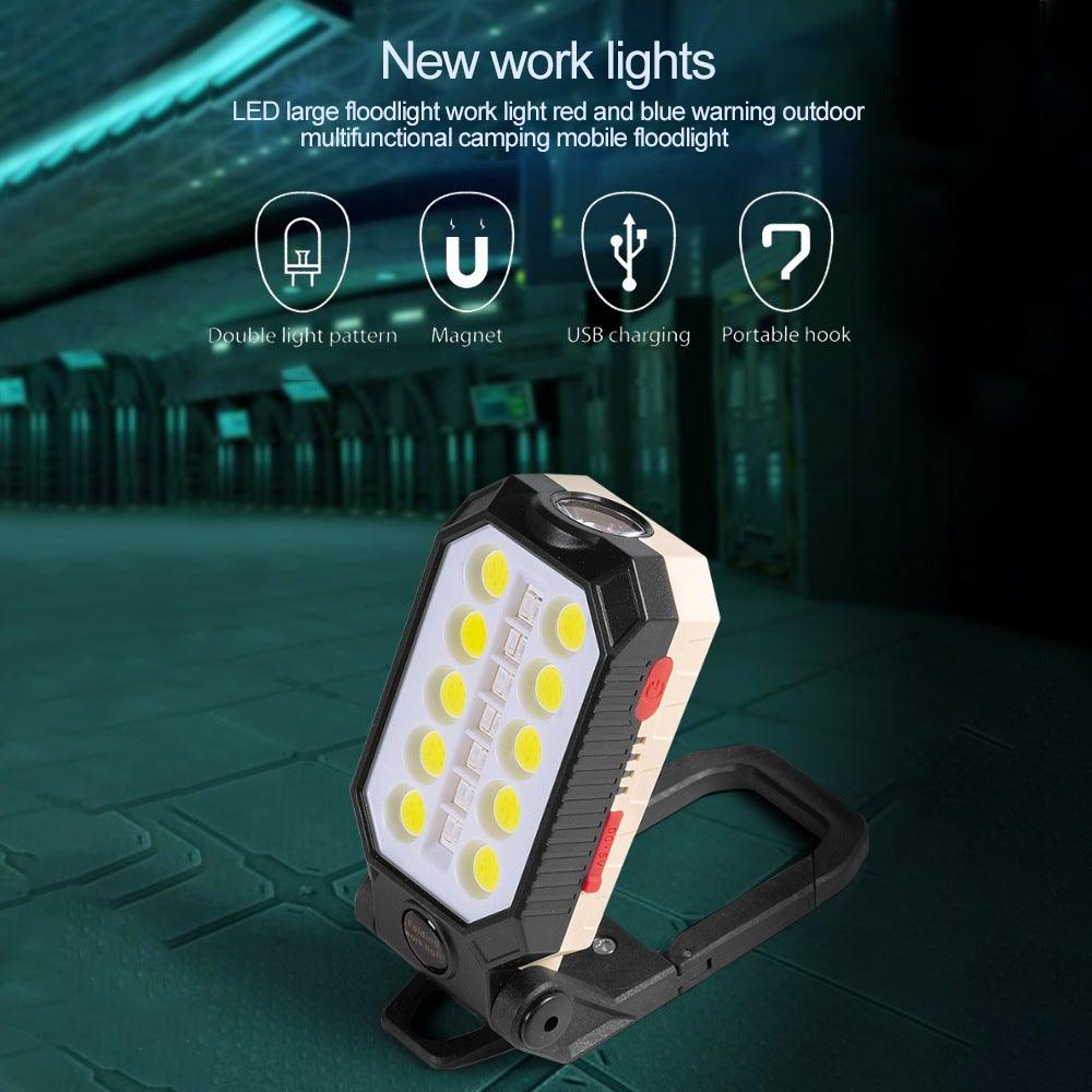 Rechargeable Adjustable USB LED Portable Charger Battery High Capacity with Digital Display LCD Screen Waterproof Flashlight COB Work Light For Repairing Outdoor Camping