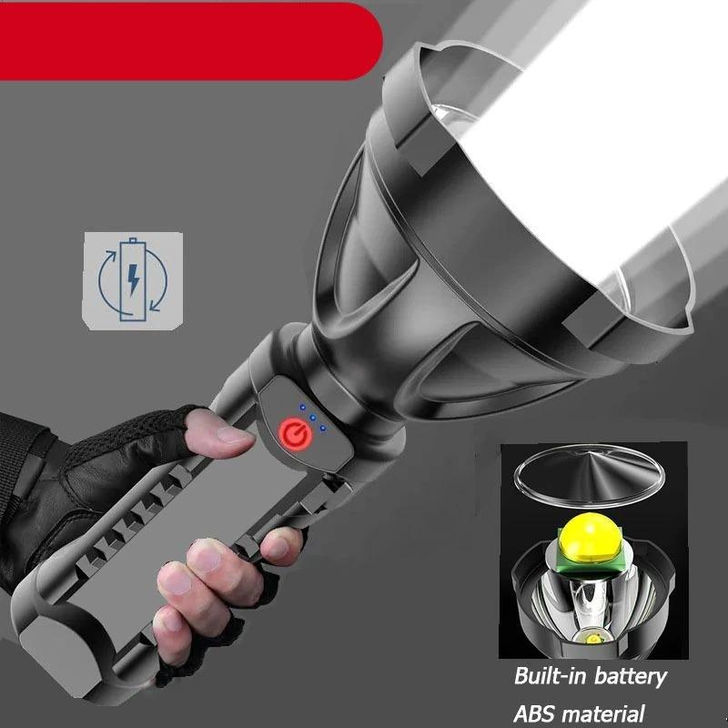 Rechargeable Adjustable USB LED Portable Rotary High Lumen Zoombale Super Strong Flashlight  Ultra-bright For Long-range  Outdoor  Camping Fishing Hiking Riding Walking Jogging Flashlight