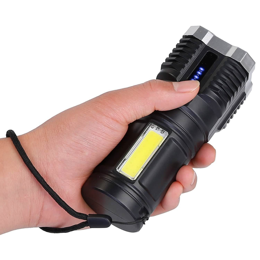 Rechargeable Flashlight LED Floodlight Torch with Strap Super Bright Flashlight
