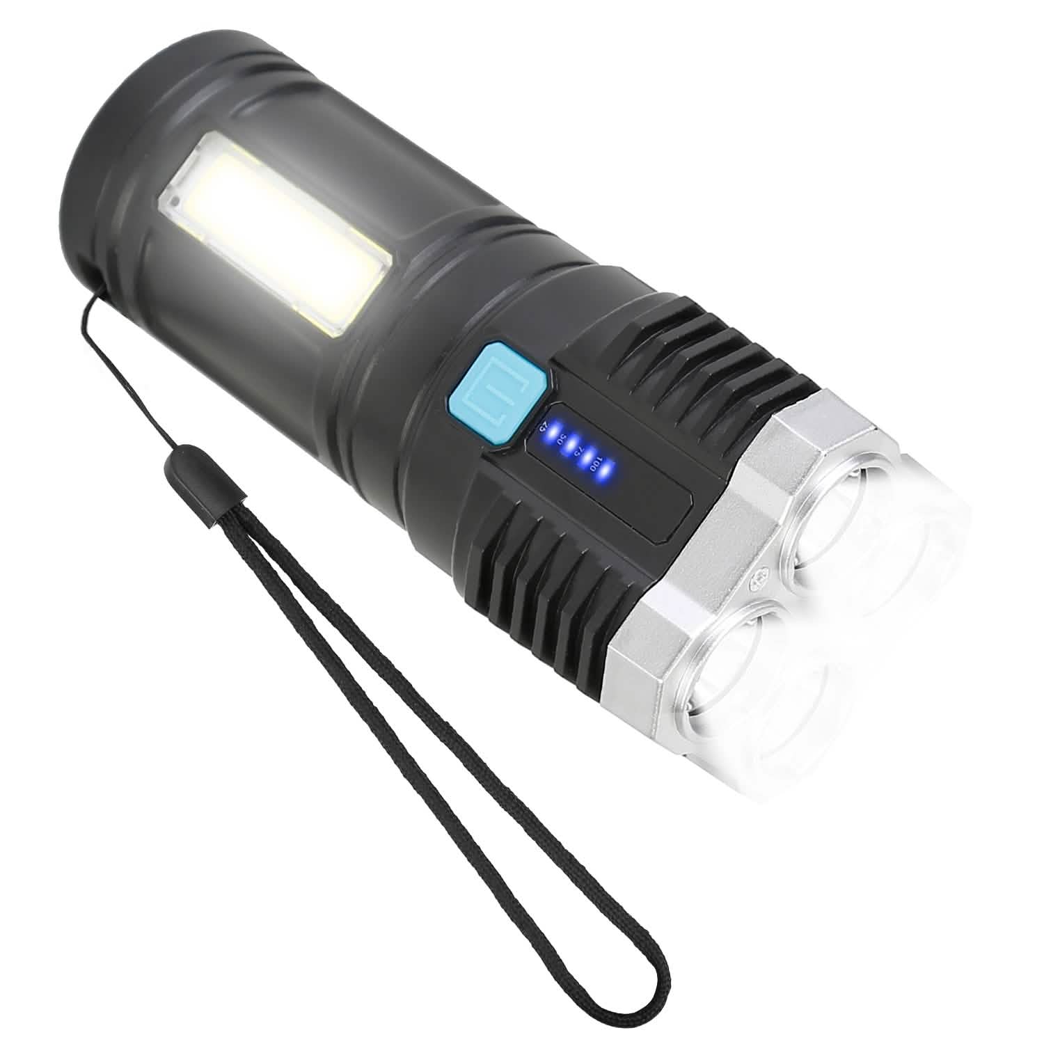 Rechargeable Flashlight LED Floodlight Torch with Strap Super Bright Flashlight