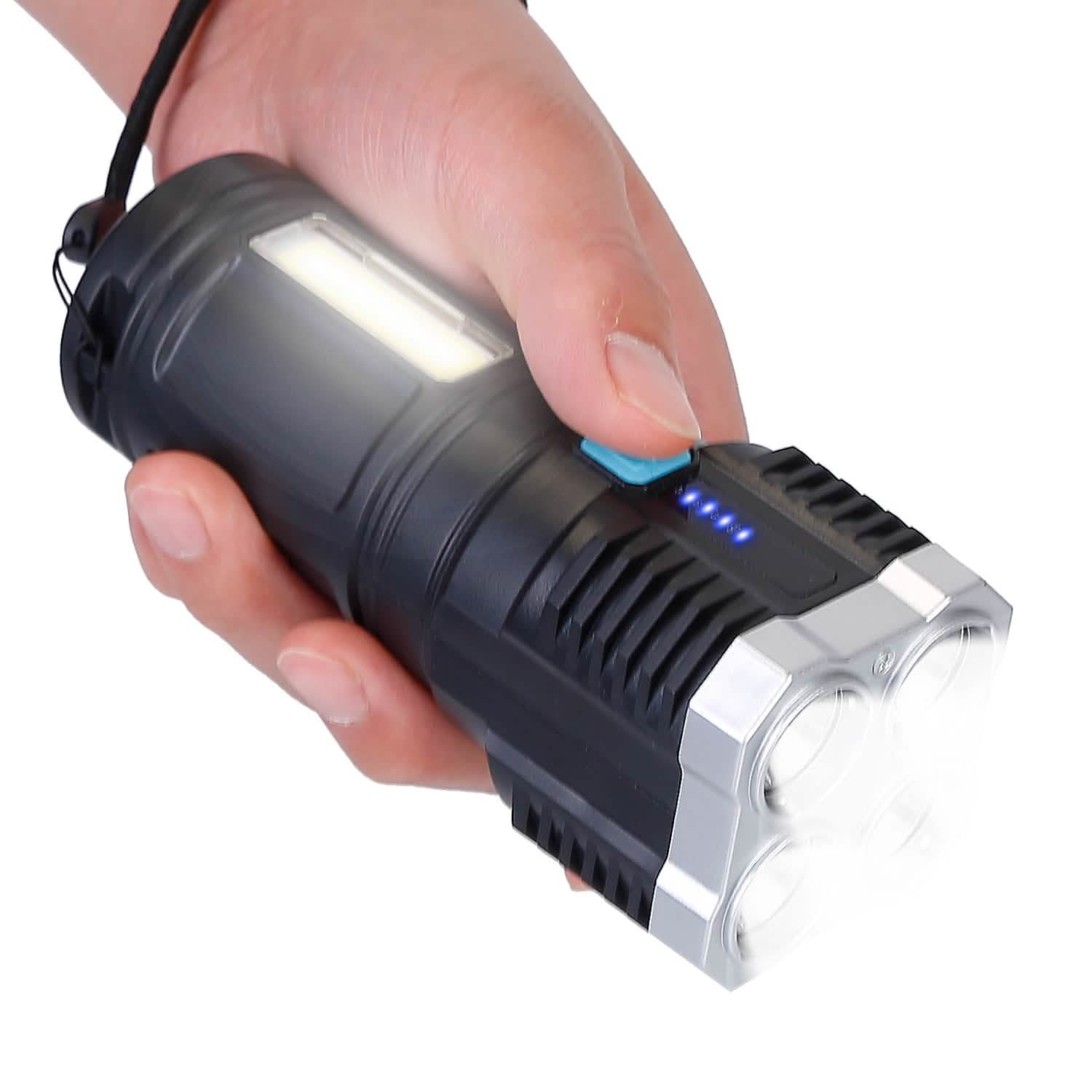 Rechargeable Flashlight LED Floodlight Torch with Strap Super Bright Flashlight