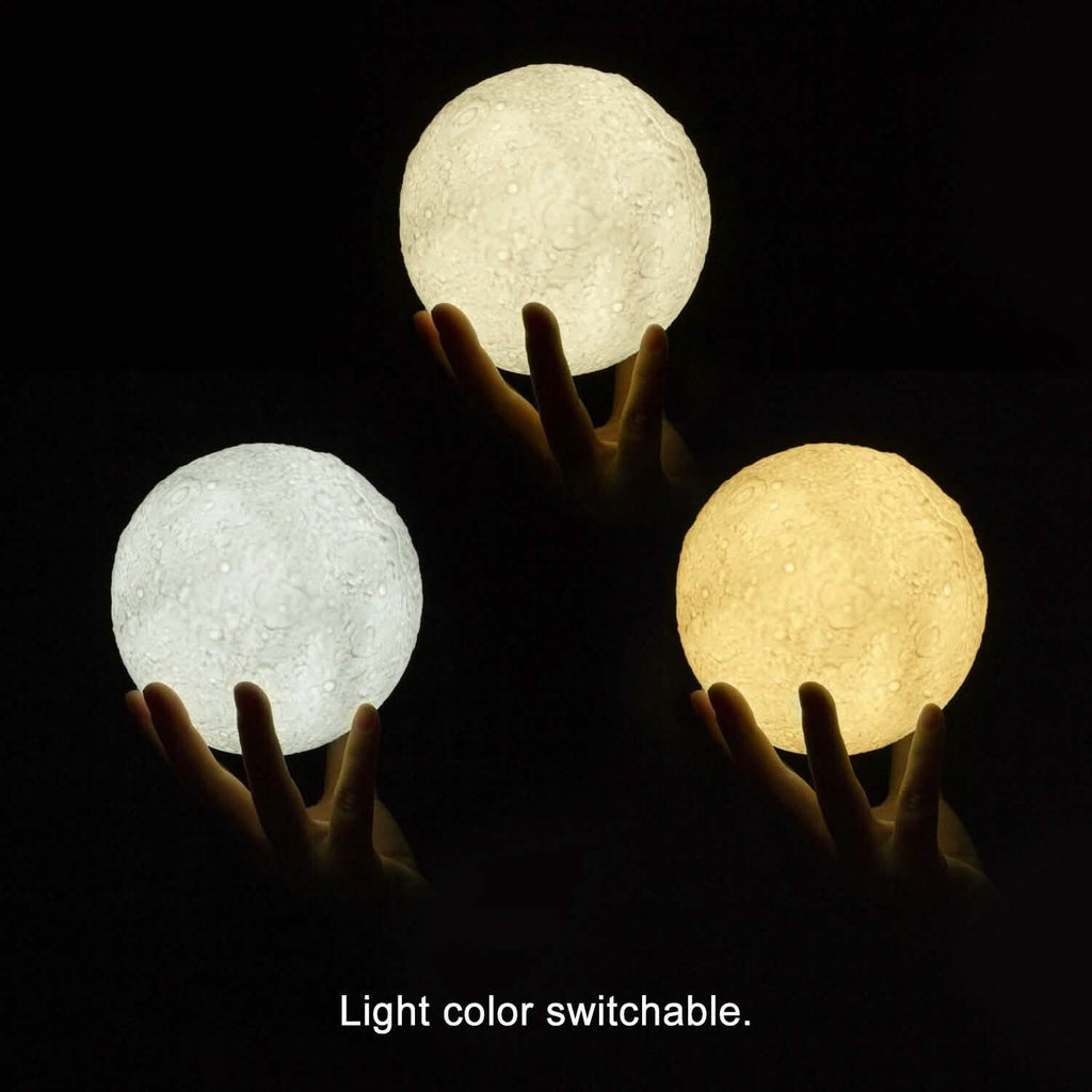 Rechargeable Moon Lamp Night Light Kids Dimmable LED Touch Changing Light