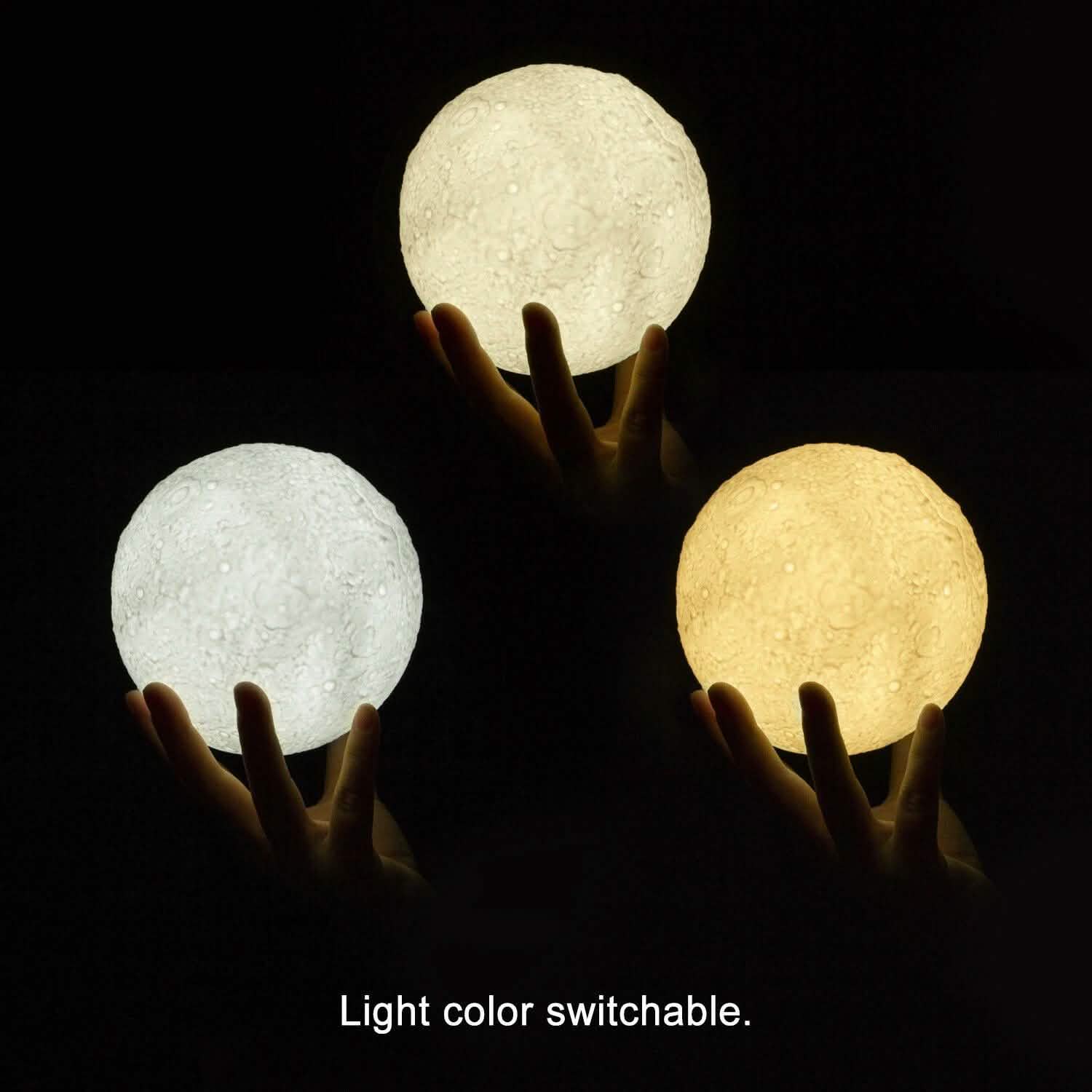 Rechargeable Moon Lamp Night Light Kids Dimmable LED Touch Changing Light