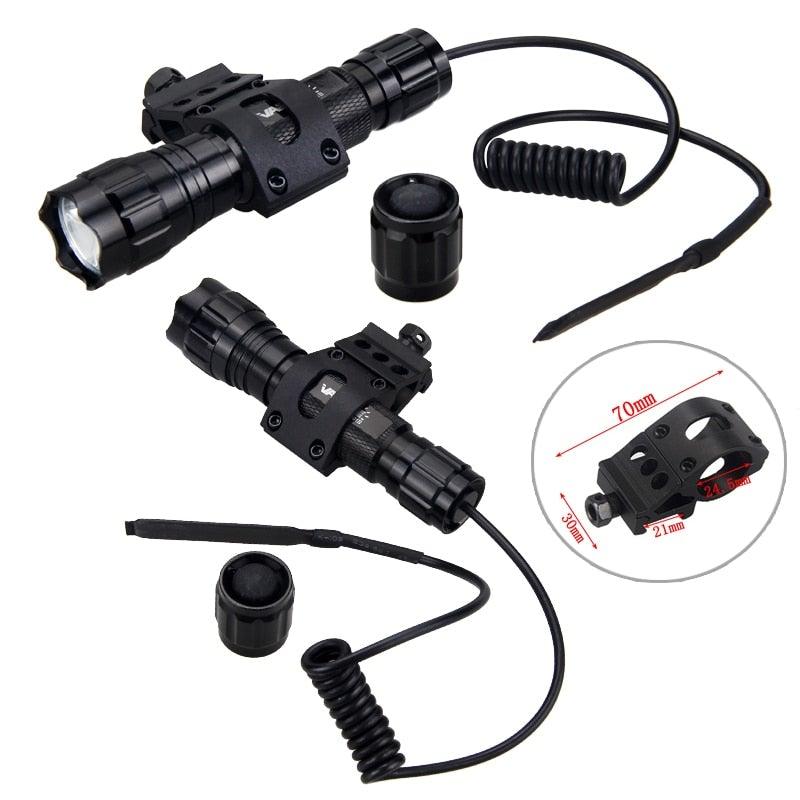 Rechargeable USB Charger High Lumen LED  Light Tactical Flashlight With Rail Mount Led Light White Tactical  Flashlight Pressure Switch For Long Distance Night Hunting