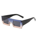 Rectangle Sunglasses for Women Retro Trendy Fashion Glasses Oval Lenses Narrow Thin Square Frame with UV400 Protection Decent Contrast Color Slice Box Style Glasses In Ocean Color  Sunglasses For Men & Women