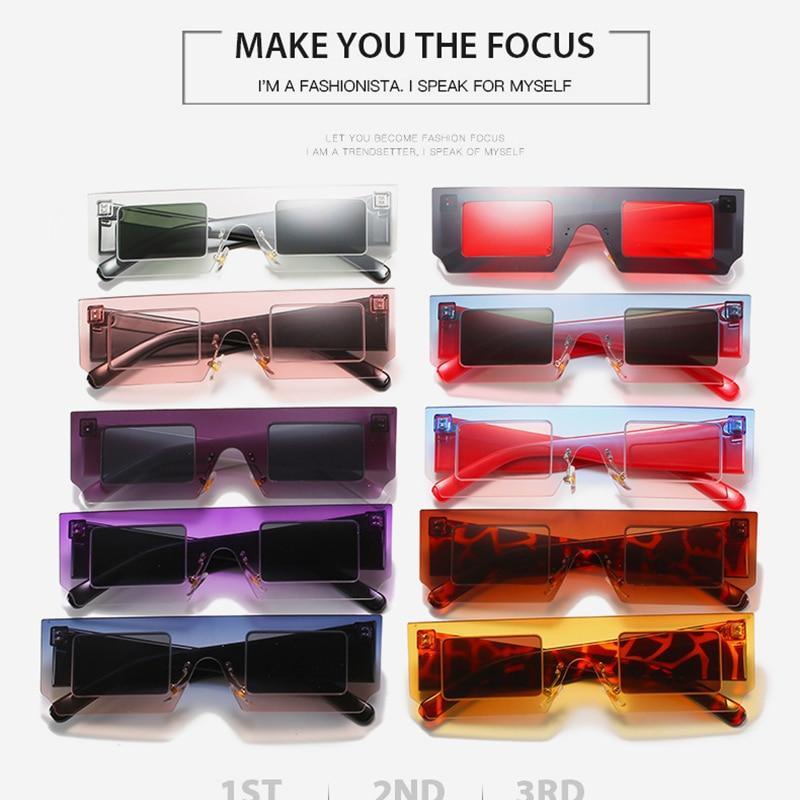 Rectangle Sunglasses for Women Retro Trendy Fashion Glasses Oval Lenses Narrow Thin Square Frame with UV400 Protection Decent Contrast Color Slice Box Style Glasses In Ocean Color  Sunglasses For Men & Women