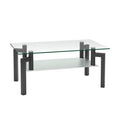 Rectangular Tempered Metal Tube Leg Living Room Glass Coffee Table