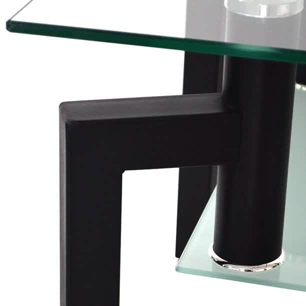 Rectangular Tempered Metal Tube Leg Living Room Glass Coffee Table