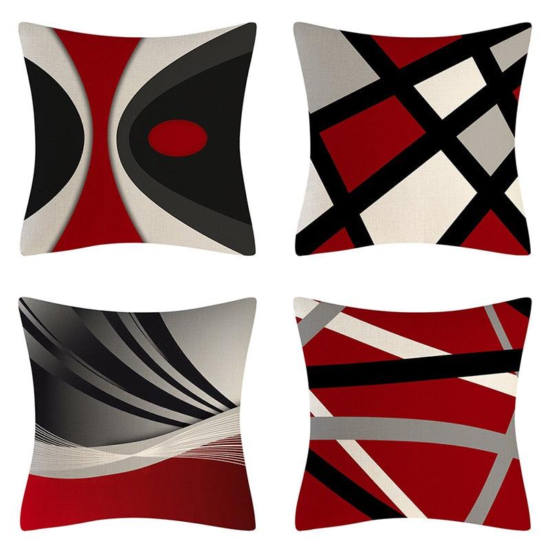 Red Abstract Cushion Cover Geometric Pillow Cases Sofa Decorative Modern Abstract Painting Pillow Case Beautiful Cushion Covers  Fashion Pillowcase Pillow Cover