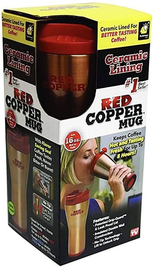Red Copper Travel Mug - Ceramic Lining