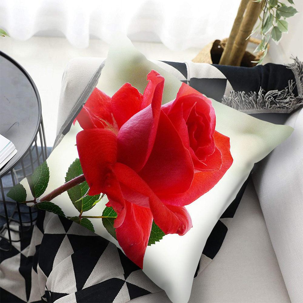 Red Flower Cushion Pillow Covers Love Pillow Covers Decorative Linen Square Couple Cushion Cases Home Decor Polyester Throw Pillow Case Super Soft Short Plush Cushion Cover Festive Home Decorative Cushions 45X45CM