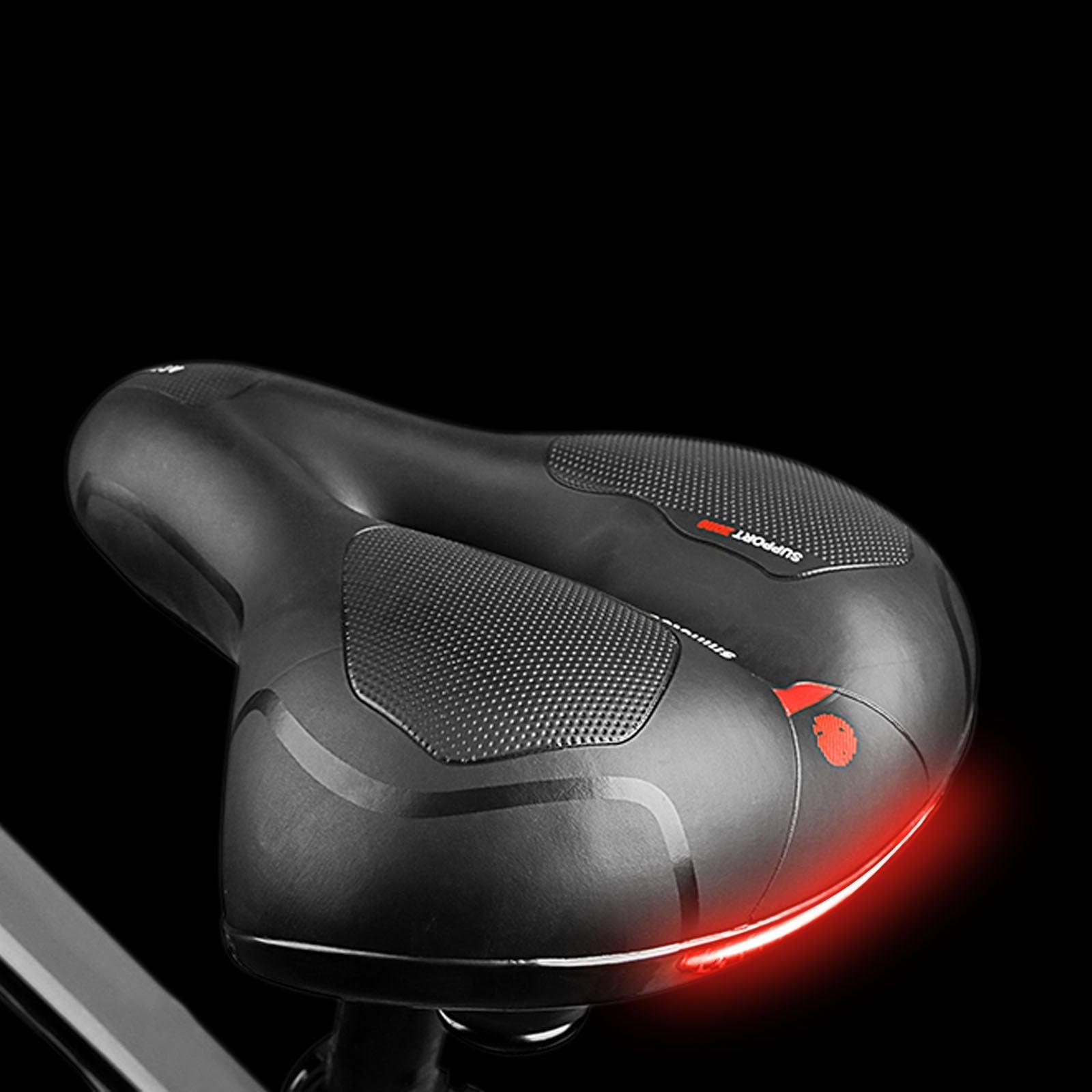 Reflective Breathable Bike Saddle Cushion Leather Surface Seat Mountain Bicycle Shock Absorbing Hollow Bike Seat For Women Or Men Bicycle Saddle Replacement Padded Soft High Density Memory Foam With Dual Shock Absorbing