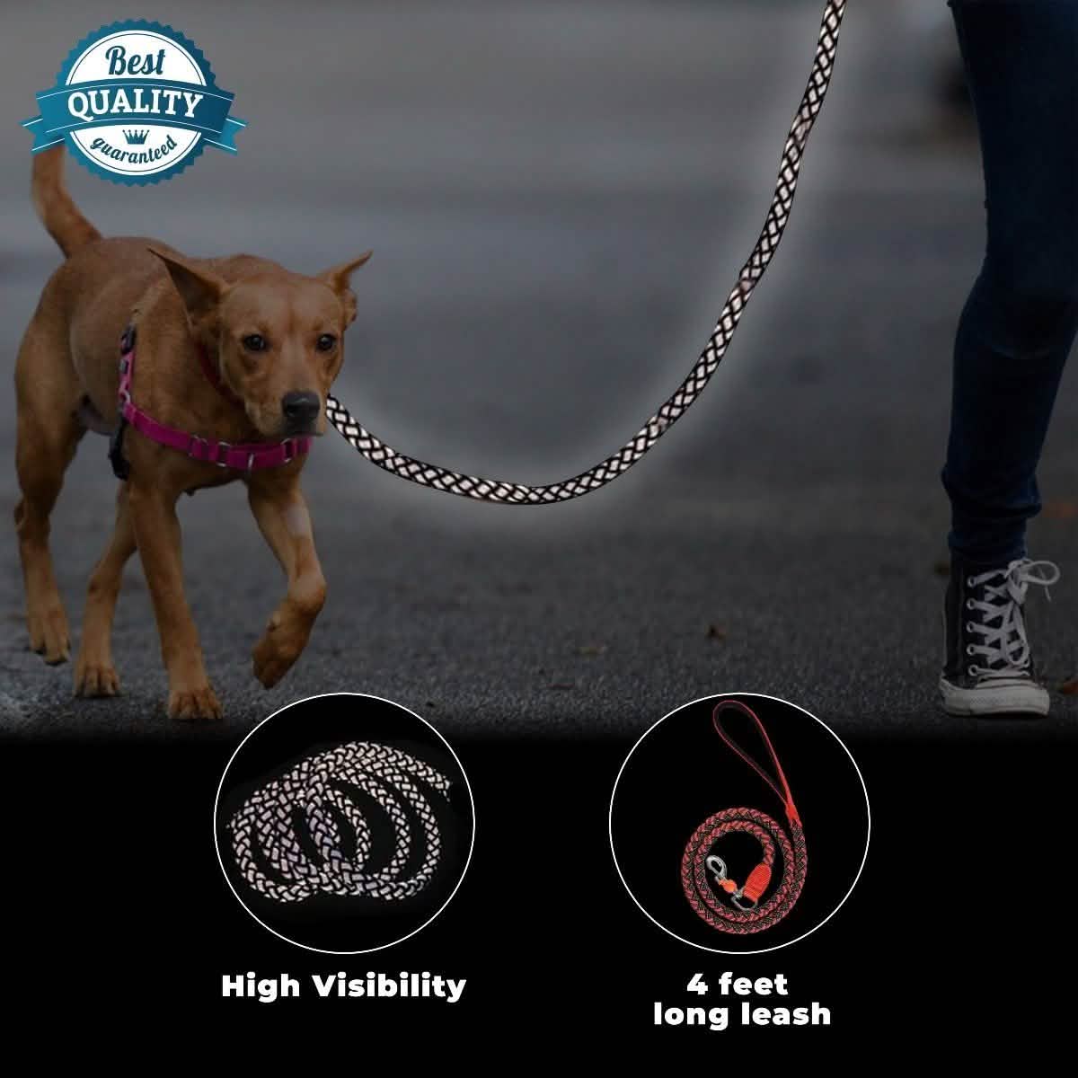 Reflective Stretchable Braided Leash for Pets