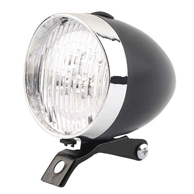 Retro Bicycle Retro Headlight Waterproof Perspective Strong Body Warning Safety Headlight Classical Cool Silver/Black Cycling Bicycle Headlight Retro Front Vintage Bike Light Night Riding Safety Head Lamp