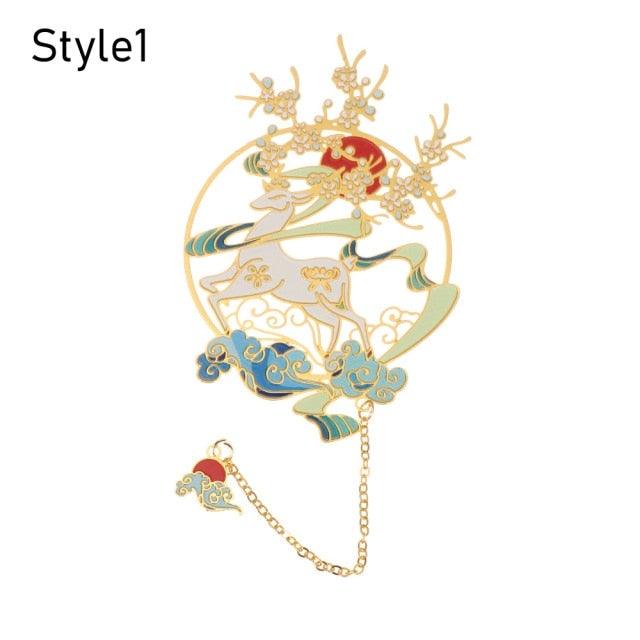 Retro Carving Brass Bookmark Tassel Pendant Book Clip Metal Pagination Mark Student Gift Stationery School Supply Metal Creative Bookmark Chinese Style Unique Vintage Series Gift For Reader Student