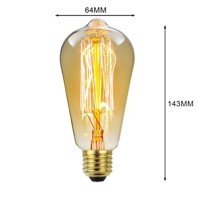 Retro Edison Light Bulb Filament Incandescent Ampoule Bulbs Antique Vintage Style Light Amber Warm Dimmable Vintage Edison Light Bulb For Table Lamp Restaurant Home Office