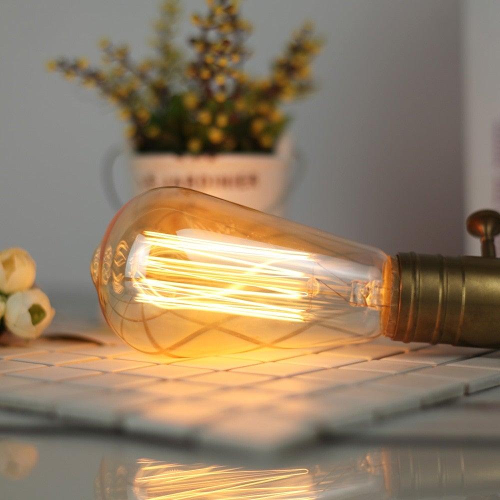 Retro Edison Light Bulb Filament Incandescent Ampoule Bulbs Antique Vintage Style Light Amber Warm Dimmable Vintage Edison Light Bulb For Table Lamp Restaurant Home Office
