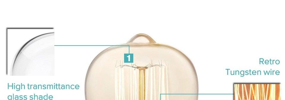 Retro Edison Light Bulb Vintage Edison Lamp Vintage Incandescent  Edison Light Bulbs Edison Filament Light Bulb Dimmable Warm White Different Shape Light