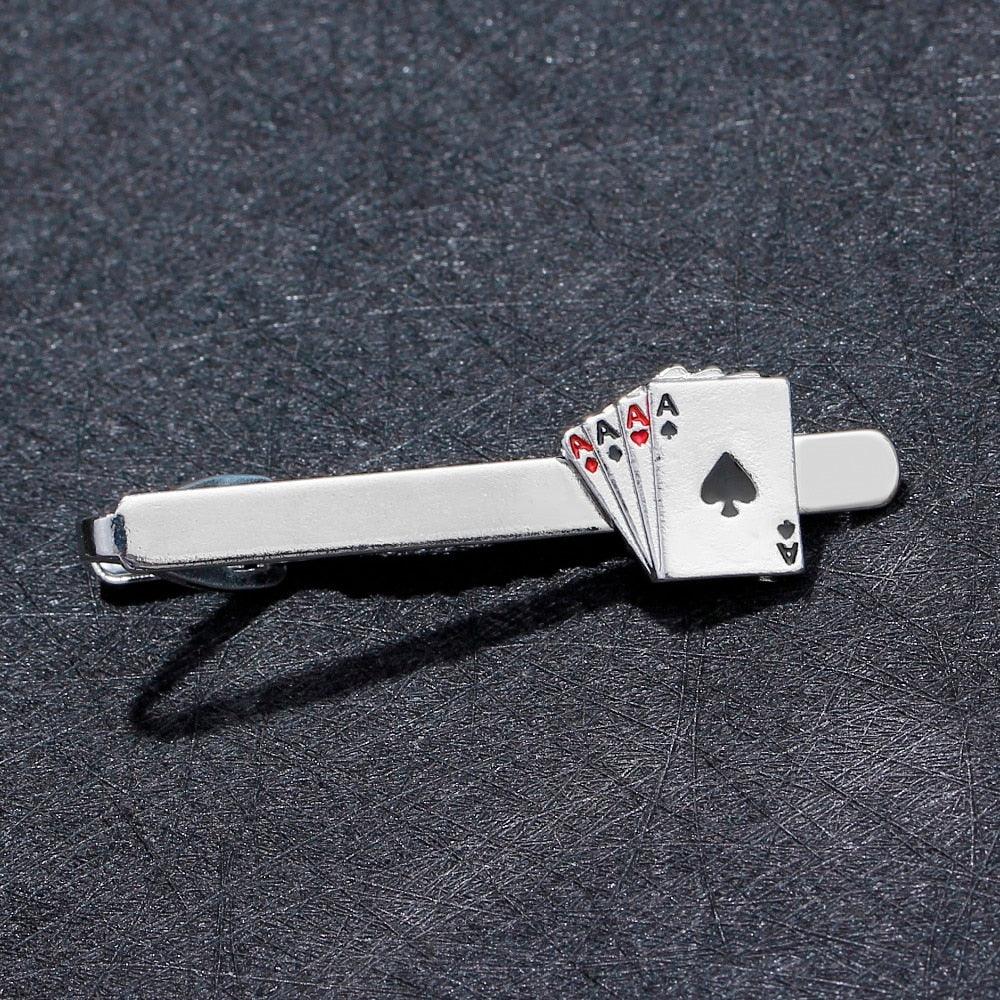 Retro Playing Cards Tie Clip Vintage Elegant Tie Clip Man Clips Unique Business Cufflinks Wedding Tie Clips For Anniversary Business Meeting And Daily Life