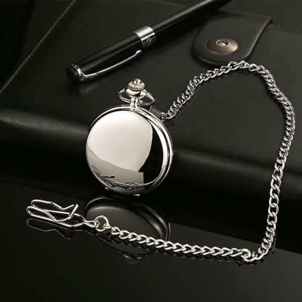 Retro Smooth Men Pocket Watch with Chain