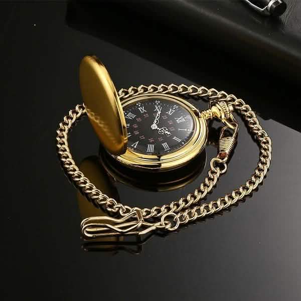 Retro Smooth Men Pocket Watch with Chain