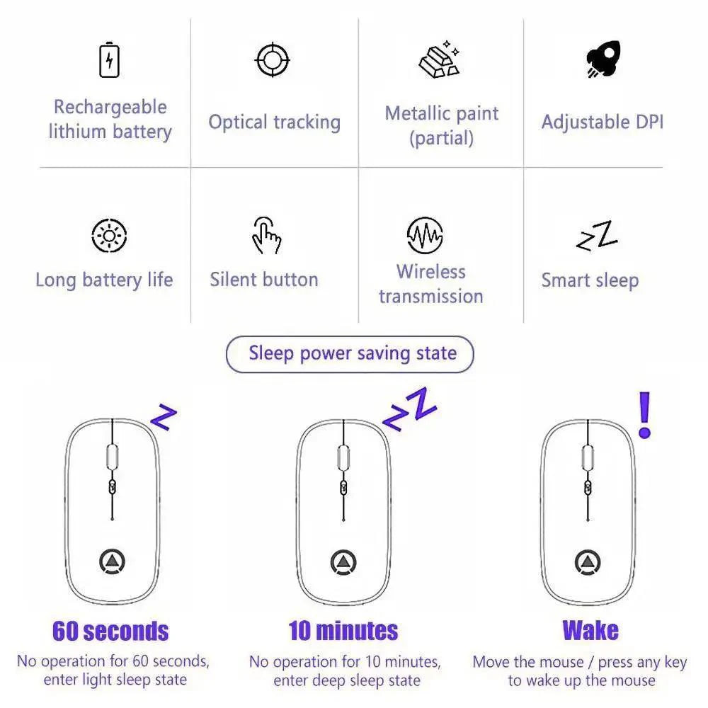 Retro Wireless Mouse RGB Rechargeable Mouse Wireless Computer Mute Mouse Portable Mobile Optical Office Mouse with USB LED Backlit Gaming Office Mouse Laptop