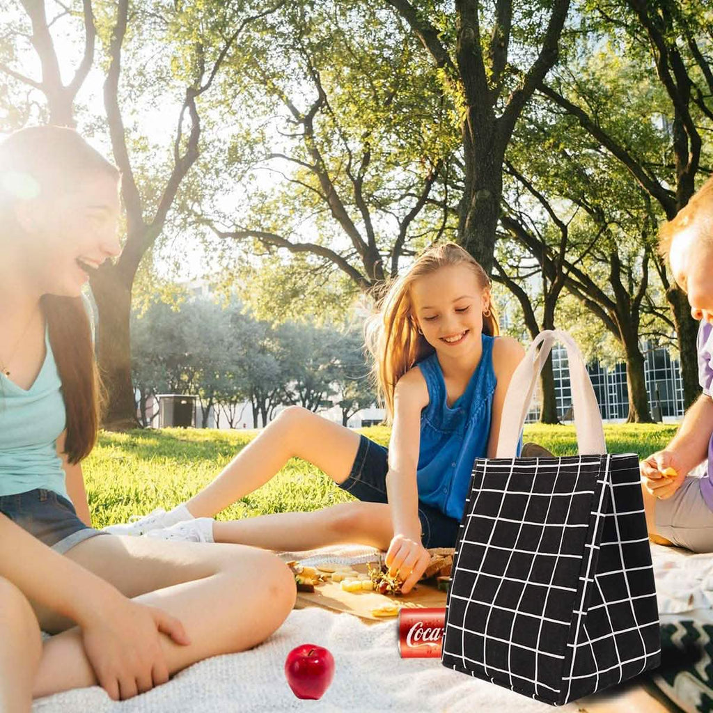 Reusable Lunch Bag Insulated Lunch Box Canvas Fabric with Aluminum Foil