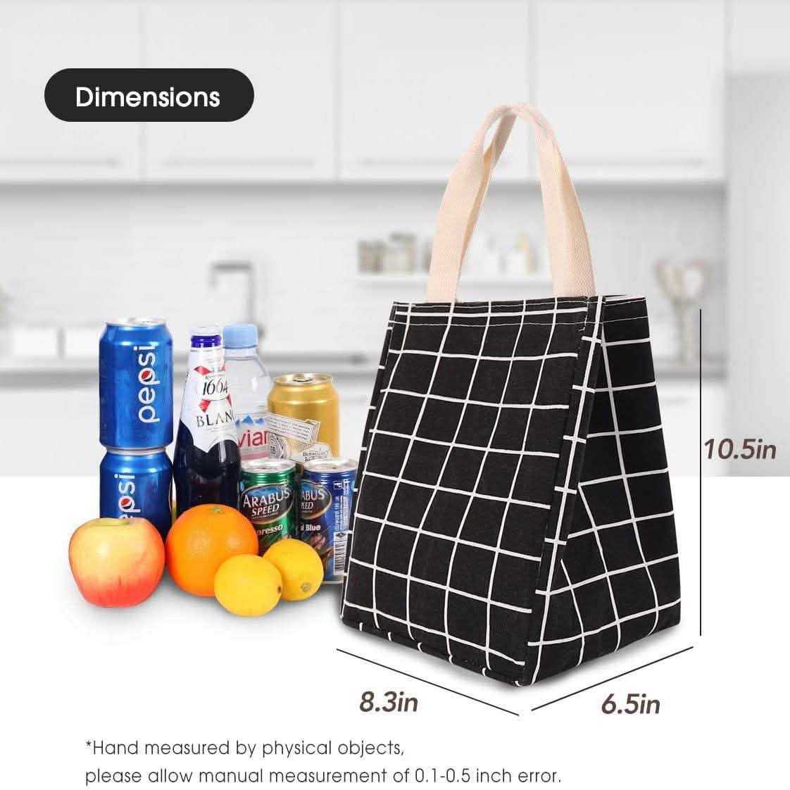 Reusable Lunch Bag Insulated Lunch Box Canvas Fabric with Aluminum Foil
